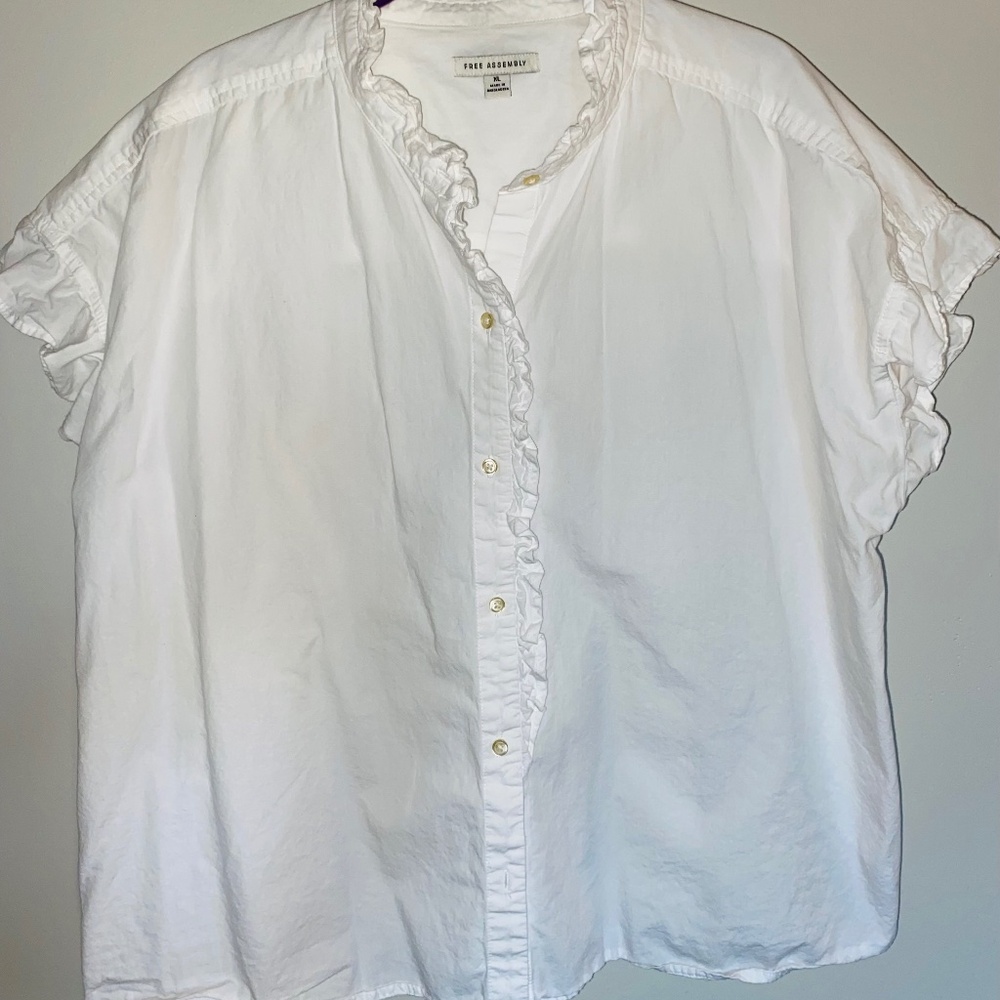 Button Down Blouse with Ruffles - Picture 1 of 1